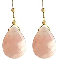 Gemshine Handmade - Ohrringe - Ohrhänger - Vergoldet - Rosenquarz - Rosa - 3 cm