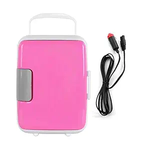 Soar Mini Fridge, 12V 4 L Compact Refrigerator Cooler Single Door /Warmer Portable for Cars Trips Homes Dorms (Pink), Pack of 1.