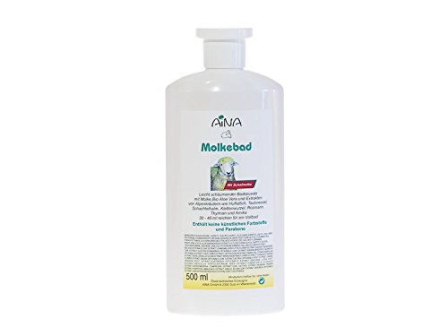 Preisvergleich Produktbild AINA Molkebad 500 ml Flasche - Badezusatz mit Schafmolke, Aloe Vera und verschiedenen Kräuterextrakten wie Heidekraut, Ringelblume, Kamille, Ackerschachtelhalm, Arnika, Heublume