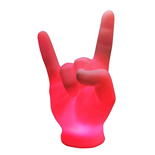Akku LED Rock-Faust Metal Hand Punk Rock Hand mano cornuto – Pommesgabel Devils Horns ca 31 (B) x 24 (T) x 52 (H) cm - 3