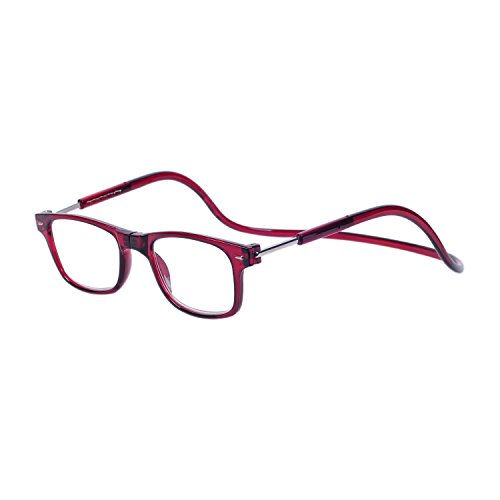 Preisvergleich Produktbild Lesebrille Lesehilfe Rot für Herren und Damen +2.0 (55-59 Jahre) Faltbare Einstellbare mit Magnetverschluss und Clip für Alterssichtigkeit und Presbyopie