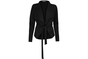 Fashion Star Womens Full Sleeve Tie Knot Belt Waterfall Italian Cape Cardigan Blazer Jacket Plus Size 8-26