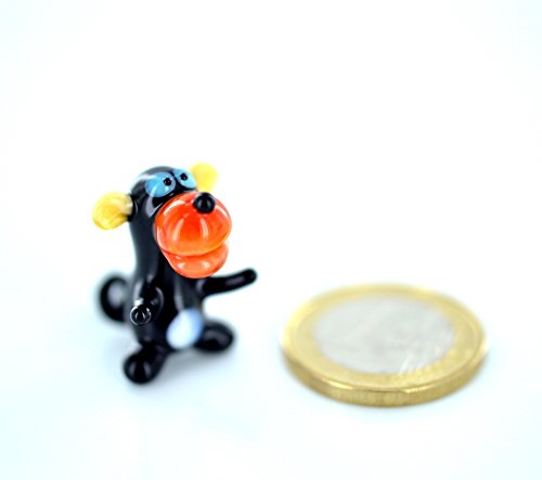 basticks.de Smiling Monkey mini Black Orange - Miniature Glass Ornament Ape - Showcase Collectible Display Cabinet Small Figurine