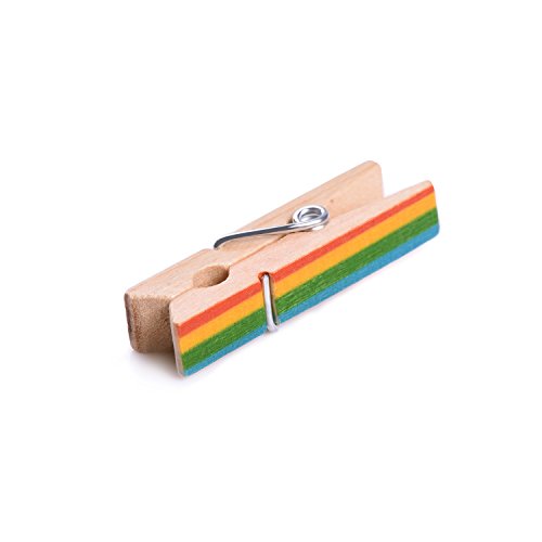 Outus Mini Craft Pegs Holz Wäscheklammern, Gemischte Farben, 100 Stück - 4