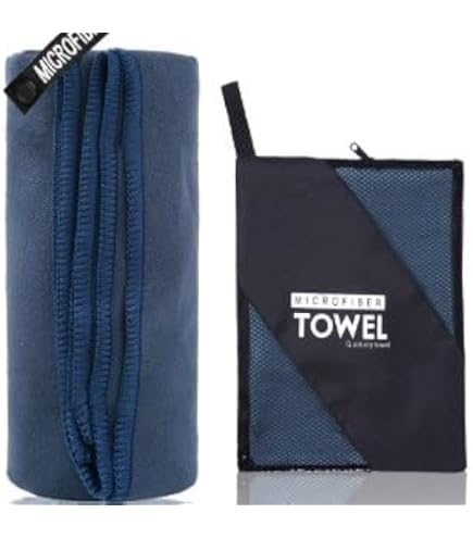 Serviette Microfibre Set De 3 (160x80cm Grande Aerviette De Bain +2 Pièces 80x40cm Petite Serviette), Serviette De Plage Séchage Rapide Serviette Sport Pour Le Fitness Sauna (Bleu