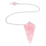 Manifo Rose Quartz Gemstone Crystal Pendulum - Dowsing, Scrying, Healing With Gift Pouch