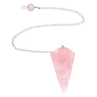 Manifo Rose Quartz Gemstone Crystal Pendulum - Dowsing, Scrying, Healing With Gift Pouch