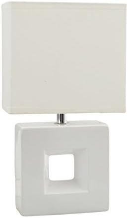 HALORI ceramic table lamp E14 flattened square art design decorative bedside lamp for living room bedroom study restaurant library ( Color : White )