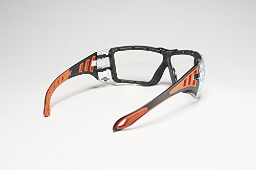 ToolFreak-Rip Out Sicherheitsbrille in sportlichem Style mit Schaumstoffpolsterung für Männer & Frauen | Augenschutz mit umlaufendem, stoßfestem Gestell und Gläsern | Mit antikratz- und antibeschlag-Beschichtung bearbeitet | Verbessert die Sicht und schützt vor UV | Abnehmbares Kopfband | Enthält Reißverschluss-Tasche und Mikrofaser-Reinigungstuch | RC - 8