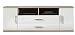 Produktbild trendteam Wohnzimmer Lowboard Fernsehschrank Fernsehtisch Arena, 180 x 55 x 47 cm in Korpus Weiß Front Weiß Hochglanz, Ober- und Unterboden Eiche Sägerau hell mit offenen Fächern und viel Stauraum