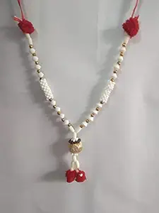 Lalitha Photo Frame Works Artificial Pearl Beads Moti Mala Garland for God Photo Frames and Idol