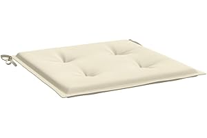 vidaXL Cojines de Sillas de Jardín 2 uds, Cojín Antideslizante de Asiento, Cojín Impermeable, Almohada para Patio, Tela Oxford Crema 50x50x3 cm