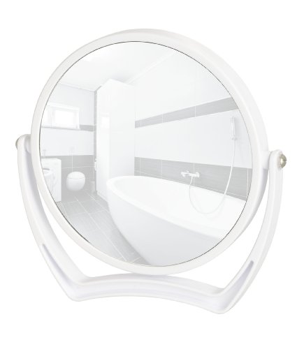 WENKO 3656510100 Kosmetikspiegel Noale Weiß – neigbar, Spiegelfläche ø 15cm, 500% Vergrößerung, Kunststoff, 19.5 x 19 x 2 cm, Weiß - 3