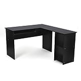 Songmics escritorio de la computadora Negro Mesa de ordenador moderna Escritorio compacto para hogar o oficina LCD810B