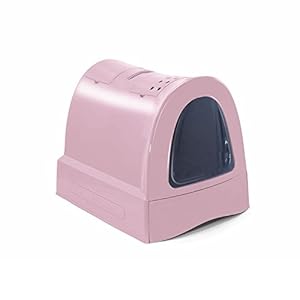 Imac Bandeja Higiénica Arenero Gatos – Bandeja Sanitaria Gatera Arenero Cubierto Caja De Arena WC Gatos Zuma 40 x 42,5 x 56 cm Rosa