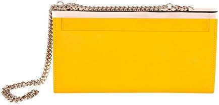 Chain leather wallet clutch (Yellow)