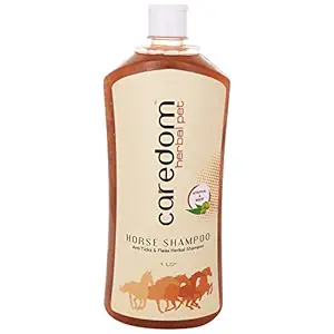 Caredom Herbal Pet - Anti Ticks & Fleas Herbal Shampoo| Horse Shampoo | Enhances Horse Health| with Sitaphal and Neem Extracts | Smelling Fresh Shampoo | 1 LTR