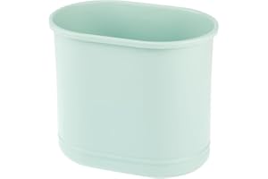 ‎MDESIGN mDesign Practical Rubbish Bin - Oval Waste Bin for Bathroom, Office and Kitchen with Enough Space for Rubbish - Small Metal Waste Paper Bin - Mint Green