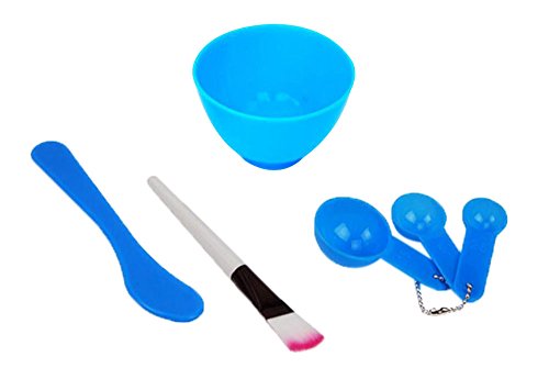 niceeshop(TM) 4 in 1 DIY Homemade Mask Bowl Spoons Brush Tools Set-Blue