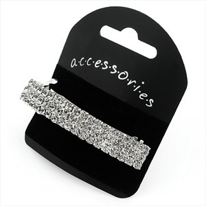 Preisvergleich Produktbild Silber Kristall 3 Reihen Haarspange aj9774