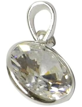 Chic-Net rund weiß Zirkonia Glitzer Anhänger facettiert 10 mm Rand 925er Sterling Silber