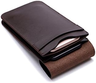 Double Pockets Phone Case Microfiber Leather Bag For Multi Phone Model Hook Loop Belt Pouch Holster Bag For All Smart Phone Below 6.3 inch (Brown)