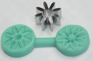 8 Tlg. BLUME mit AUSSTECHER aus EDELSTAHL Veiner 3D SILIKON FORM Ausstechform Marzipan Fondant Tortendeko - 4