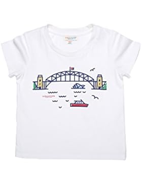 Oceankids T-shirt Maglietta di Cotone Biologico da Bambina con Stampa di Ponte Australiano Collo Rontondo