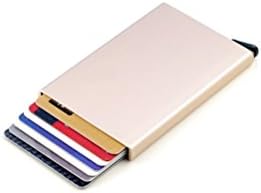 Vanlemn RFID Blocking Credit Card Holder,Metal Automatic Pop-up Credit Card Protector Travel Thin Aluminum Metal Wallet Case for Credit Cards Mens And Women (Pink Gold)