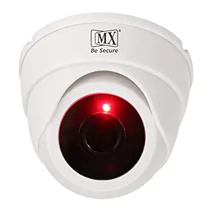 MAXCART Dummy Camera Realistic Looking CCTV Camera with Flashing Red Light for Home Use (White)