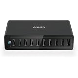 Anker [Most Compact 10-Port Charger] PowerPort 10 (60W 10-Port USB Charging Hub) for iPhone Xs/Max/XR/X / 8/7 / 6 / Plus, iPad Air 2 / mini 3, Galaxy S6 / S6 Edge and More