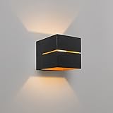 wandleuchte schwarz gold led ✔ Geeignet für: LED QAZQA Design/Industrie/Industrial/Modern Wandleuchte Transfer 2 schwarz/Gold/Messing/Innenbeleuchtung/Wohnzimmerlampe/Schlafzimmer/Küche/Up/Down Aluminium Würfel/Quadratisch LED gee