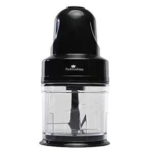 Padmashree  Chopper 250W with Variable Speed and Pure Copper Motor, Dual Layered Blade, 500ml Capacity (Black/White) (BLACK)