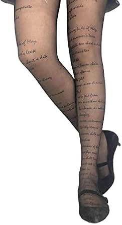 Generico Collant con Scritte Donna Nero Velato Taglia Unica : Amazon.it:  Abbigliamento
