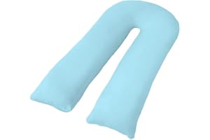 CHILIMILII 12Ft U Shape Pillow Cover Case Only- Polycotton U-Pillow Covers for Maternity, Nursing & Pregnancy Full Body Support-Protection from Dust Mite & Allergey (12 Ft, Duck Egg)