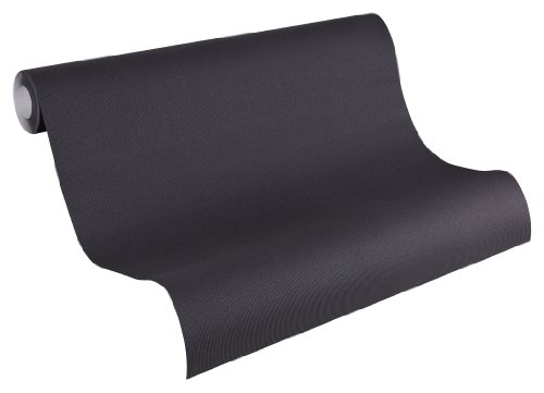Livingwalls Vliestapete Flock Tapete Unitapete 10,05 m x 0,53 m schwarz Made in Germany 256027 2560-27
