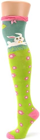 Ladies Leaping Bunny Lime Green Long Socks from Powder