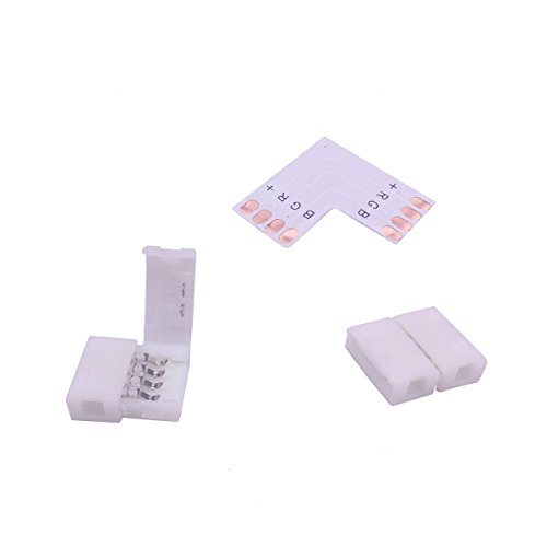 Simfonio LED Streifen Steckverbinder 10mm 4 Pin L-Form für 5050 RGB LED Streifen Lichter ( 2 PCS) - 2