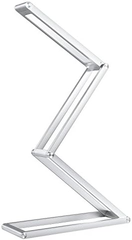 LED Desk Lamp, meeaja Transformers Dimmable Portable Table Lamp, 2-Level Dimmer, Eye-Care, Built-In Battery, Energy Efficient, Aluminum Alloy Foldable Lamp for Reading Studying Bedtime (black) (Silver)