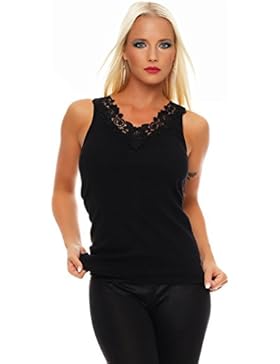 Hochwertiges Damen Träger-Top mit großer Spitze Nr. 416 (Oberteil / Unterhemd / Träger-Shirt) 100% Baumwolle