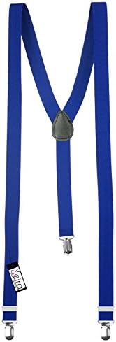 Xeira Braces for Men / Suspenders in Y Design with 3 Clips and Band Width of 25mm - Uni &amp; Neon Colours (Standard, Royal Blue)