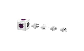Allocacoc PowerCube Adattatore da Viaggio a 4 Prese, Viola/Bianco