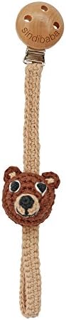 Sindibaba 12183 22 cm Organic Pacifier Clip with Bear