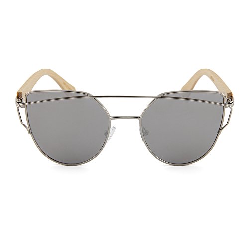 Preisvergleich Produktbild alwaysYours Damen Sonnenbrille, Holzbügel, verspiegelt, polarisiert, farbig, Pornobrille (Lila)
