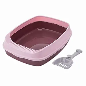 Pets Empire Pet Cleaning Products Extra Large Cat Toilet with Cat Poop Scoop Plastic Cat Litter Box - Pink
