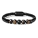 Produktbild YIYIYYA Herren Armband Charm Männer Leder Edelstahl Armband Lava Chakra Tiger Eye Howlite Stone Beads Schwarz Mit Braun Schwarz Seil