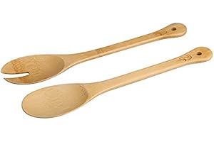 Fackelmann "Tropical Couverts à Salade Ensemble, Bambou, Beige, 34 cm