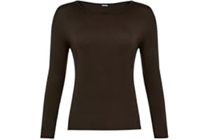 PRETTY ATTITUDE New Ladies Long Sleeve Round Neck Plain Basic Women's Stretch T-Shirt