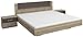 Produktbild Rauch Bett 180x200 mit Nachttischen Eiche Sanremo hell, Absetzungen Lavagrau, Stellmaß BxHxL 285x85x206 cm