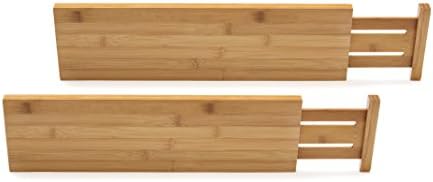 Lipper International8897 Bamboo Wood Custom Fit Adjustable Deep Kitchen Drawer Dividers, Set of 2